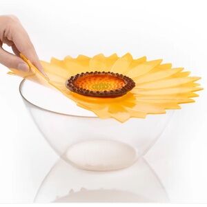 Charles Viancin 10” 🌻 Sunflower Yellow Shaped Silicone Bowl Cover Pot Lid EUC